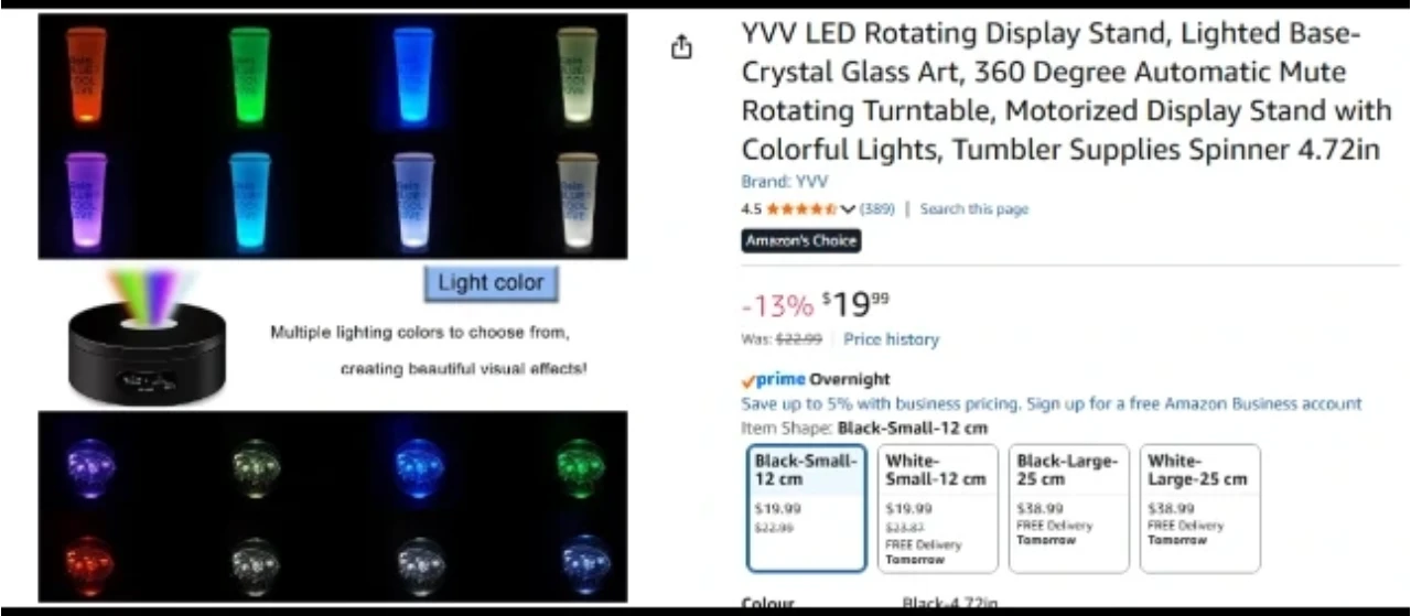 YVV LED Rotating Display Stand with Lights - photo 2