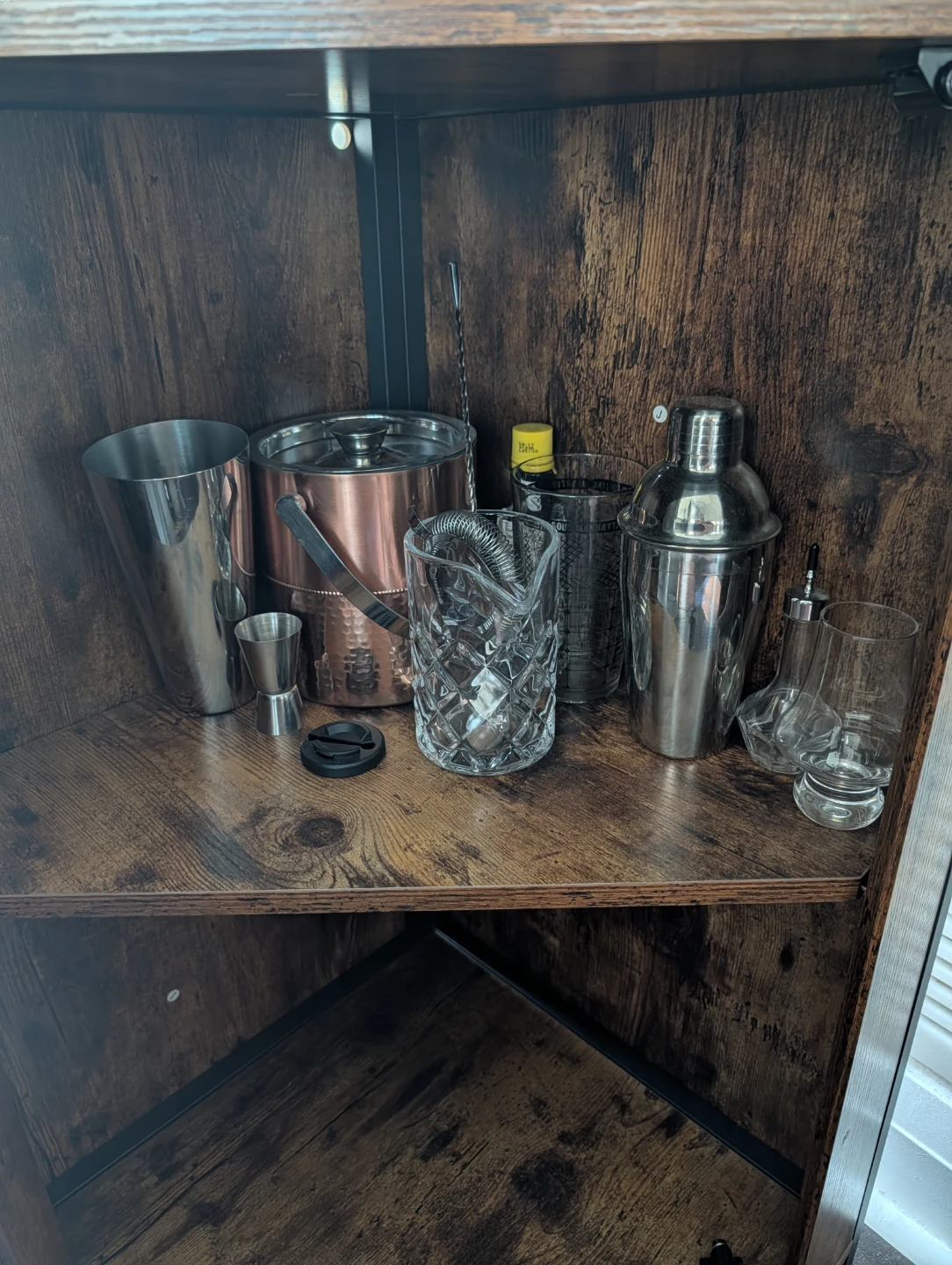 Corner Bar Cabinet with Drinkware and Bar Tools - photo 4