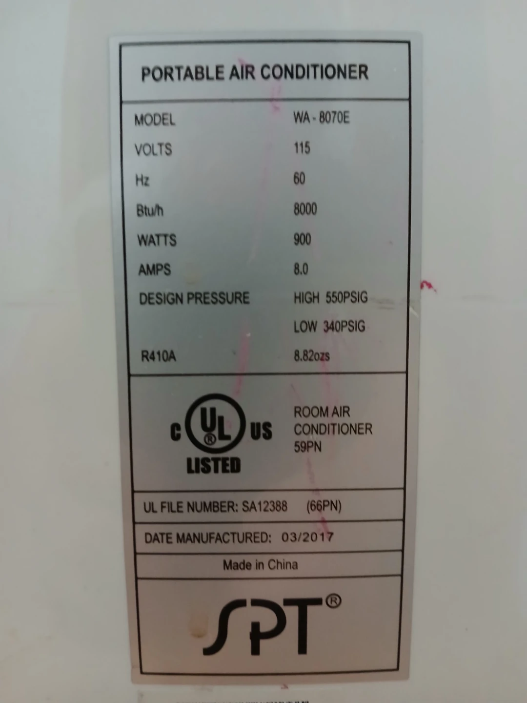 SPT Portable Air Conditioner 8000 BTU - photo 3