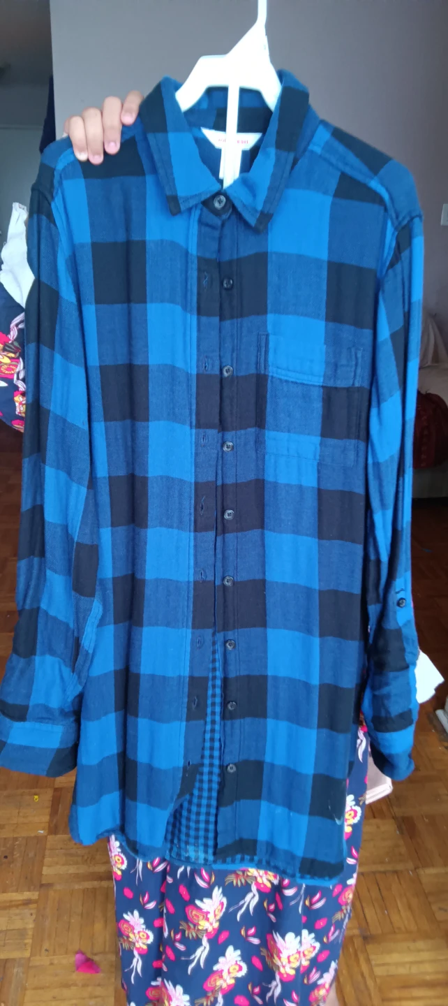 Blue and Black Plaid Button-Up Shirt