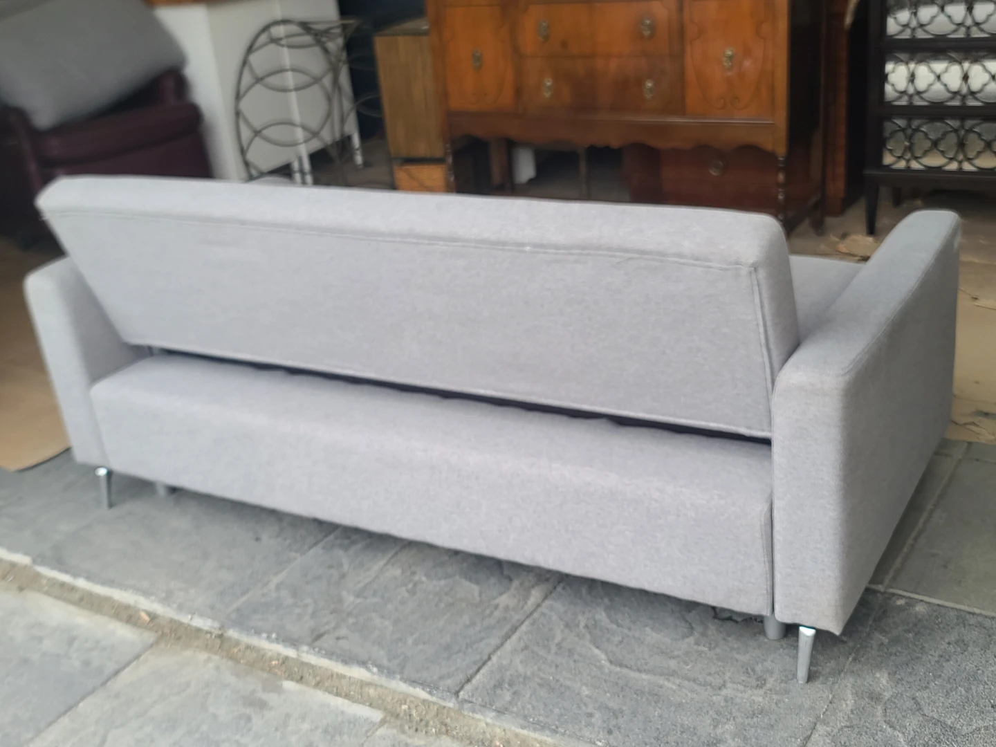 Grey 2-seater pull-out sofa bed - photo 5