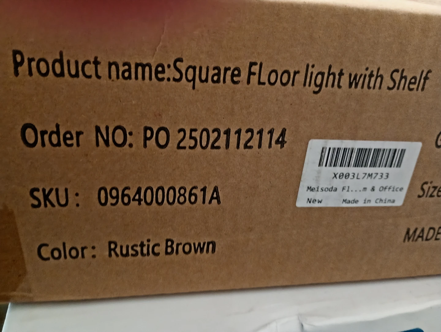 Square Floor Light with Shelf - Rustic Brown - photo 3