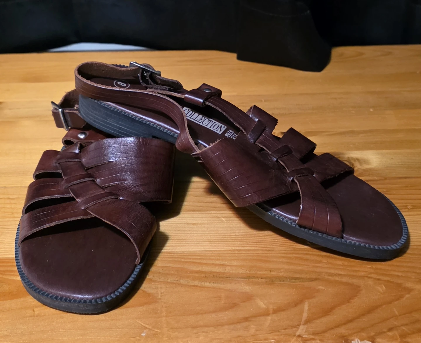 The Leather Collection Brown Gladiator Sandals