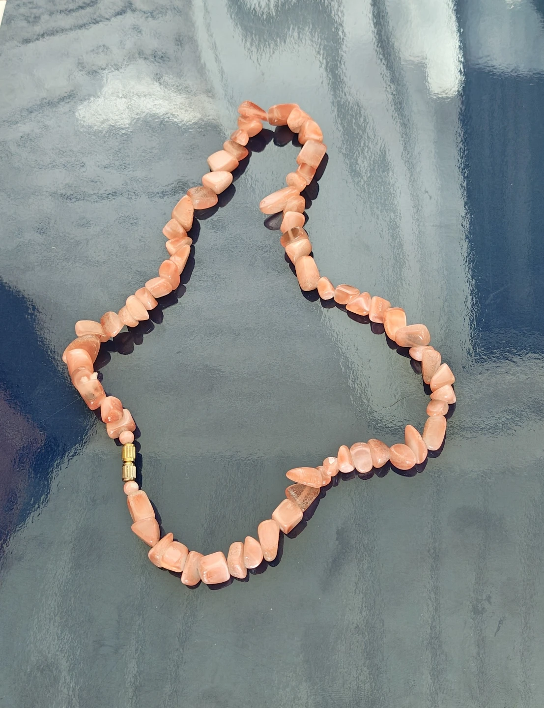 Beaded necklace Peach colour