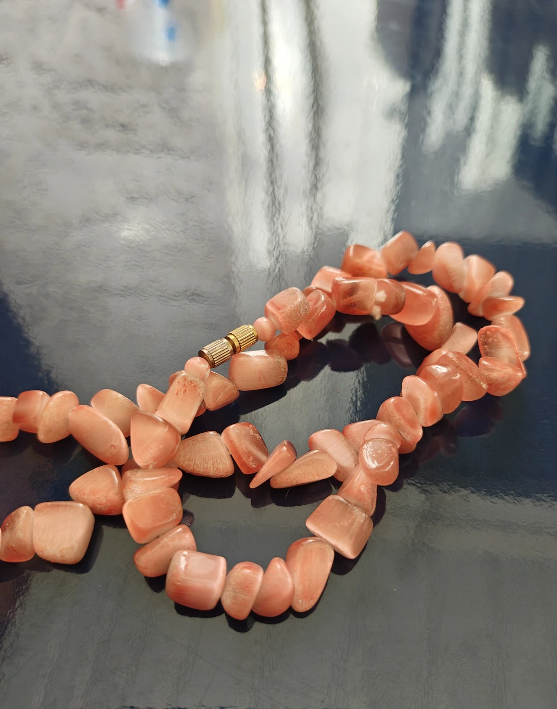 Beaded necklace Peach colour - photo 2