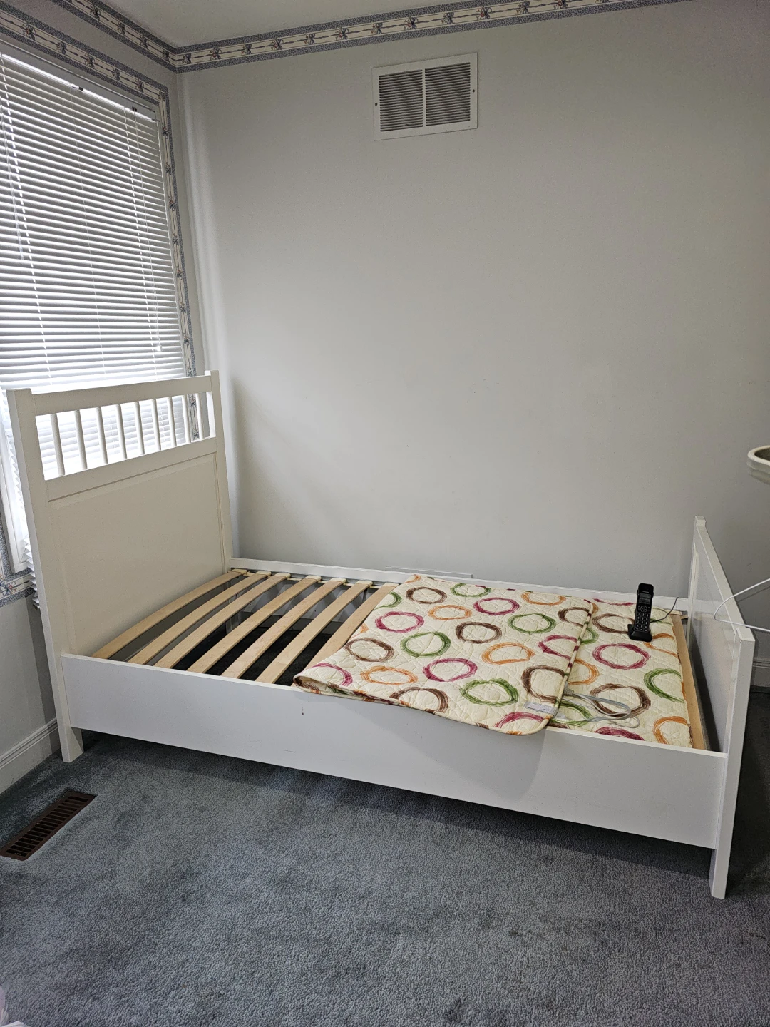 White Bed Frame with Slatted Base