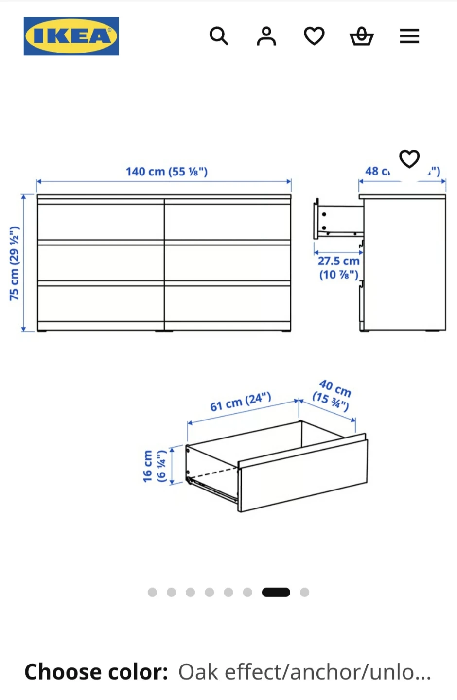IKEA STORKLINTA 6-Drawer Dresser - Oak Effect - photo 3