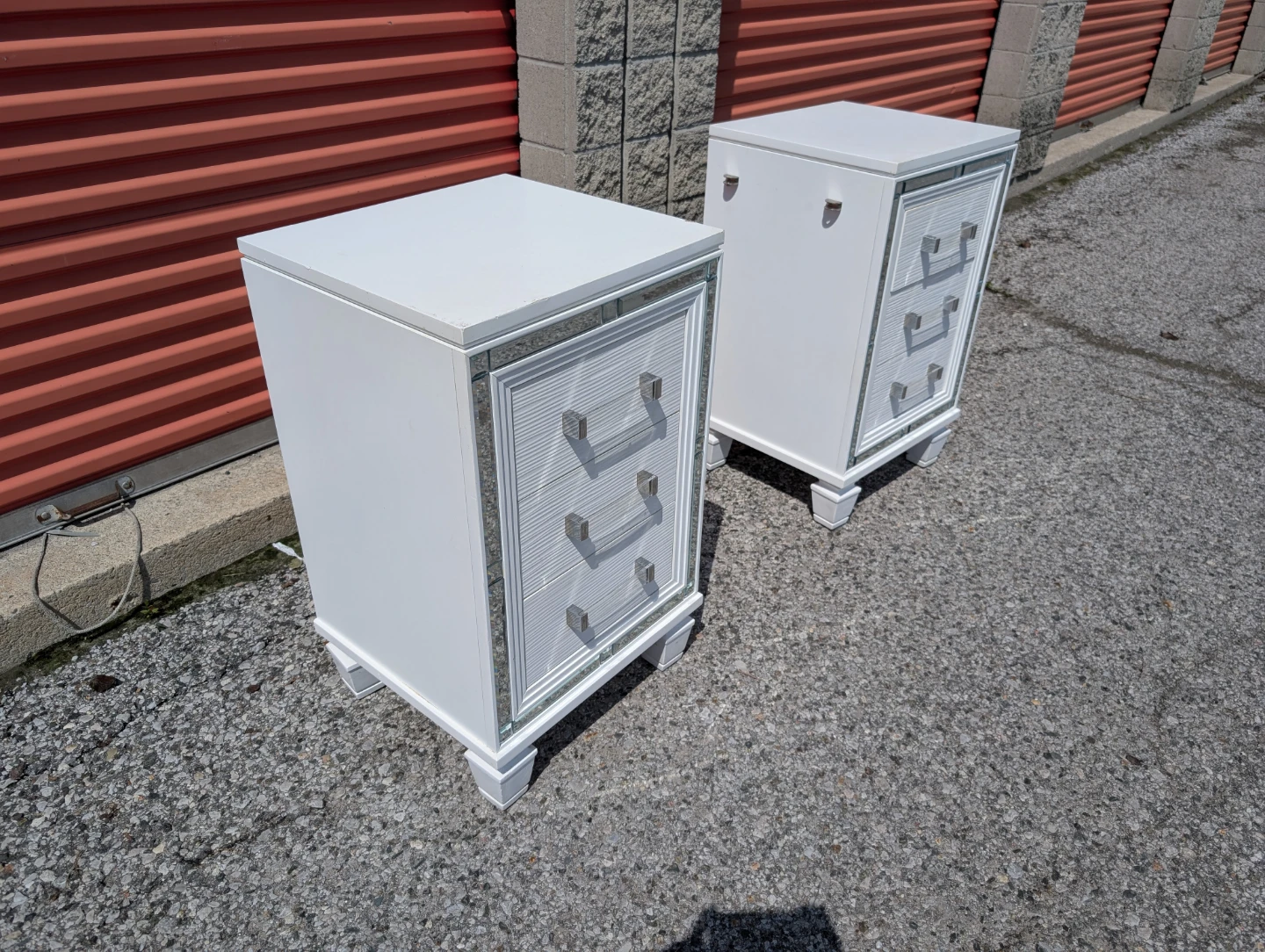 Pair of White Mirrored Nightstands - photo 2