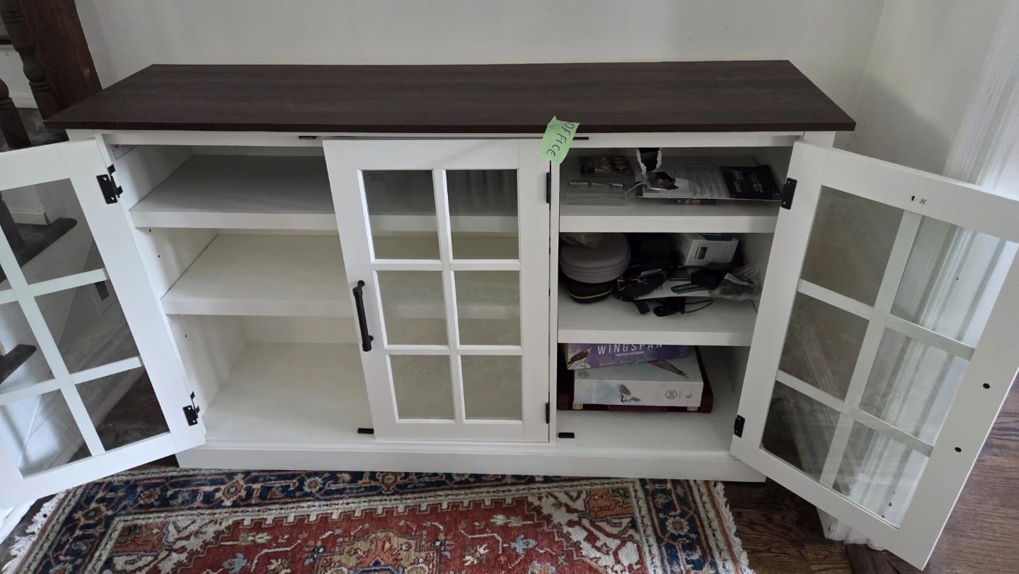 White Storage Cabinet with Glass Doors - photo 3