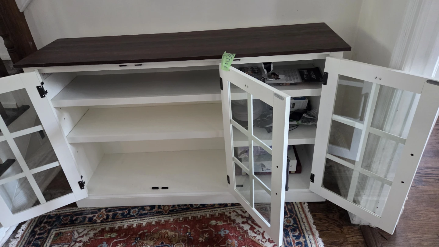 White Storage Cabinet with Glass Doors - photo 4