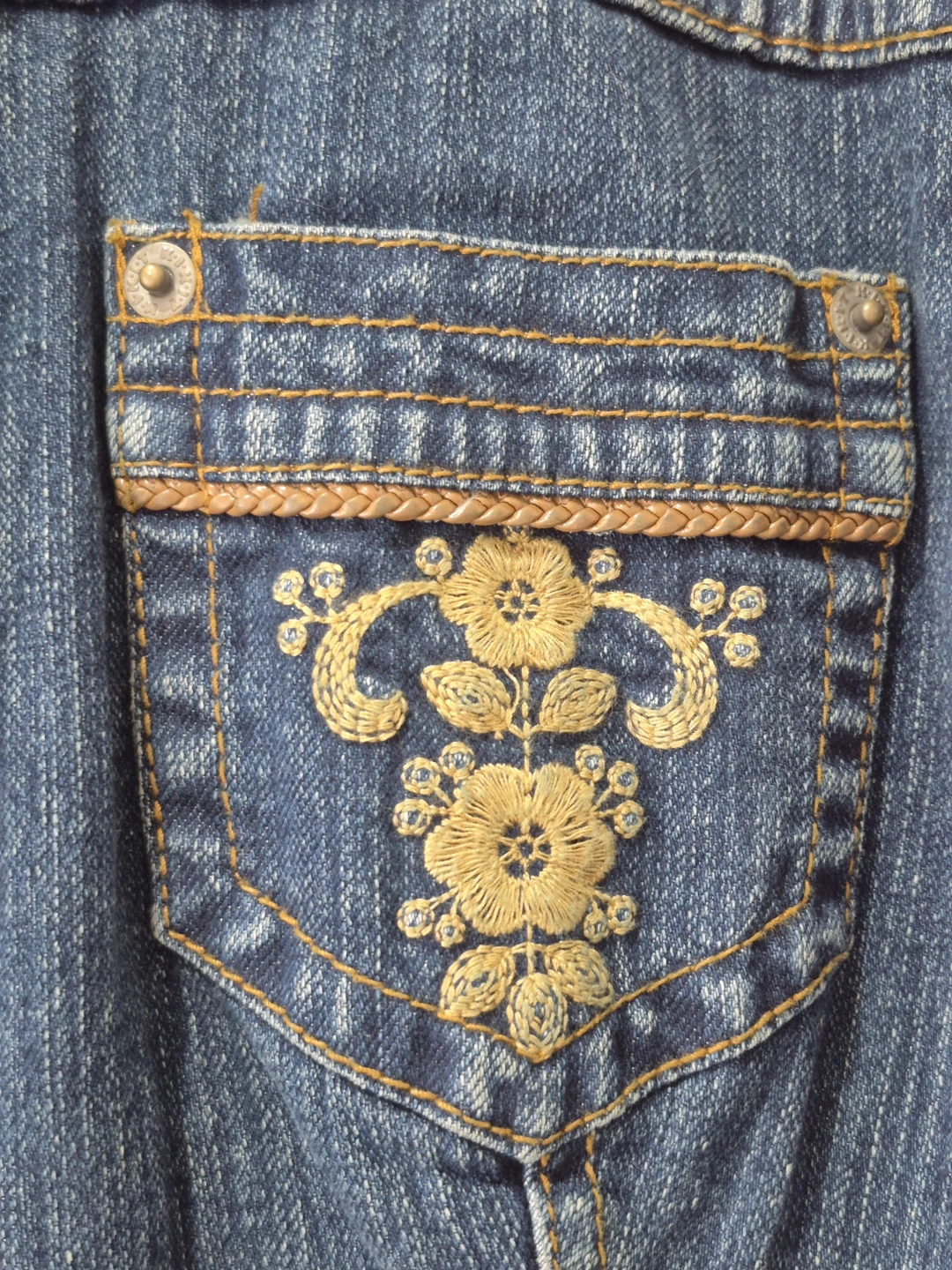 Kikit Jeans Jacket Pockets Embroidered Y2K - photo 4