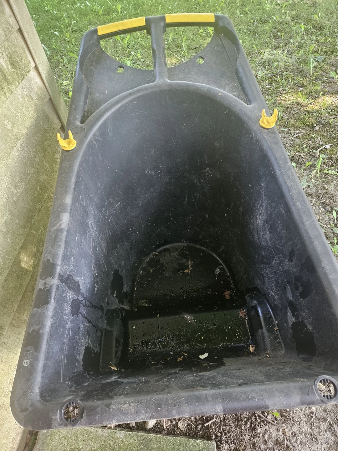 Black Plastic Garden Cart with Yellow Handles