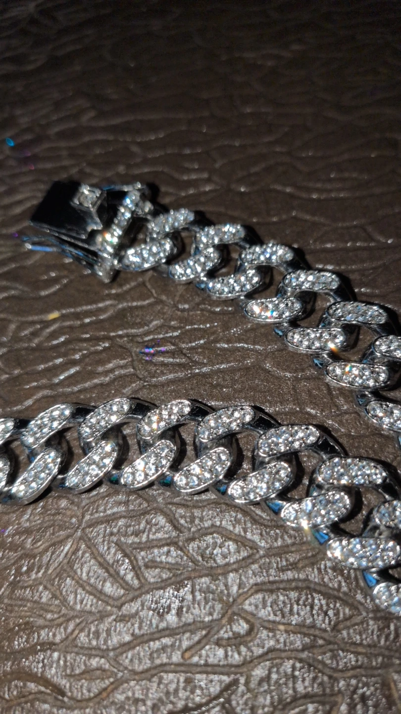 Men's Crystal Cuban Link Chain Necklace - photo 2