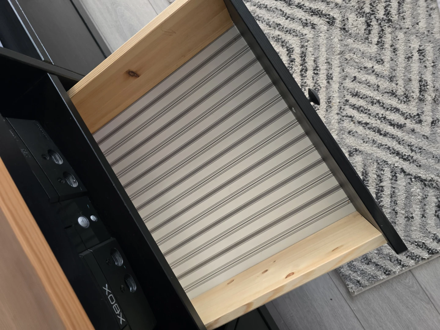 Black TV Stand with Wood Top - photo 2