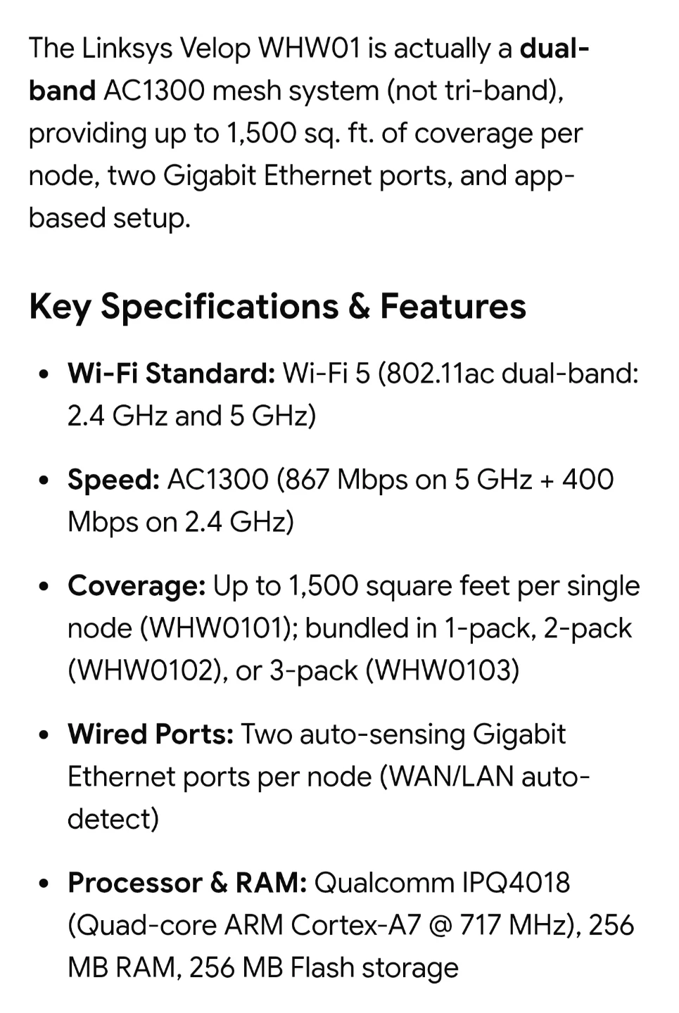Linksys Velop WHW01 AC1300 Mesh Wi-Fi System - photo 2