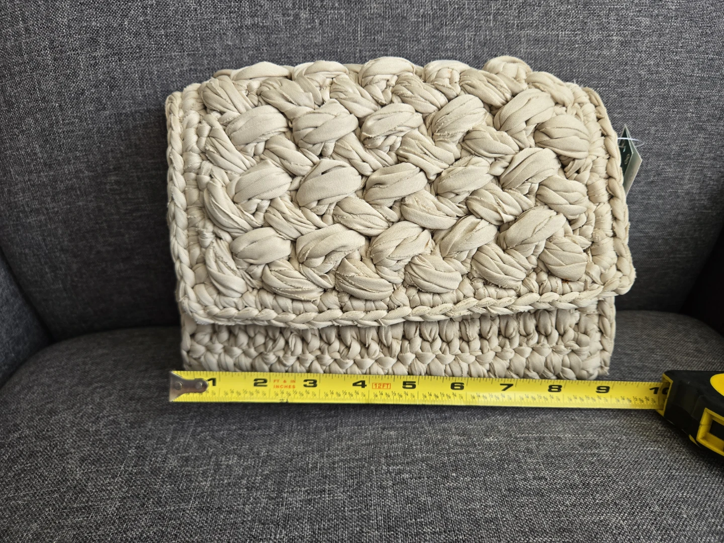 H&M Beige Woven Clutch Bag with Chain