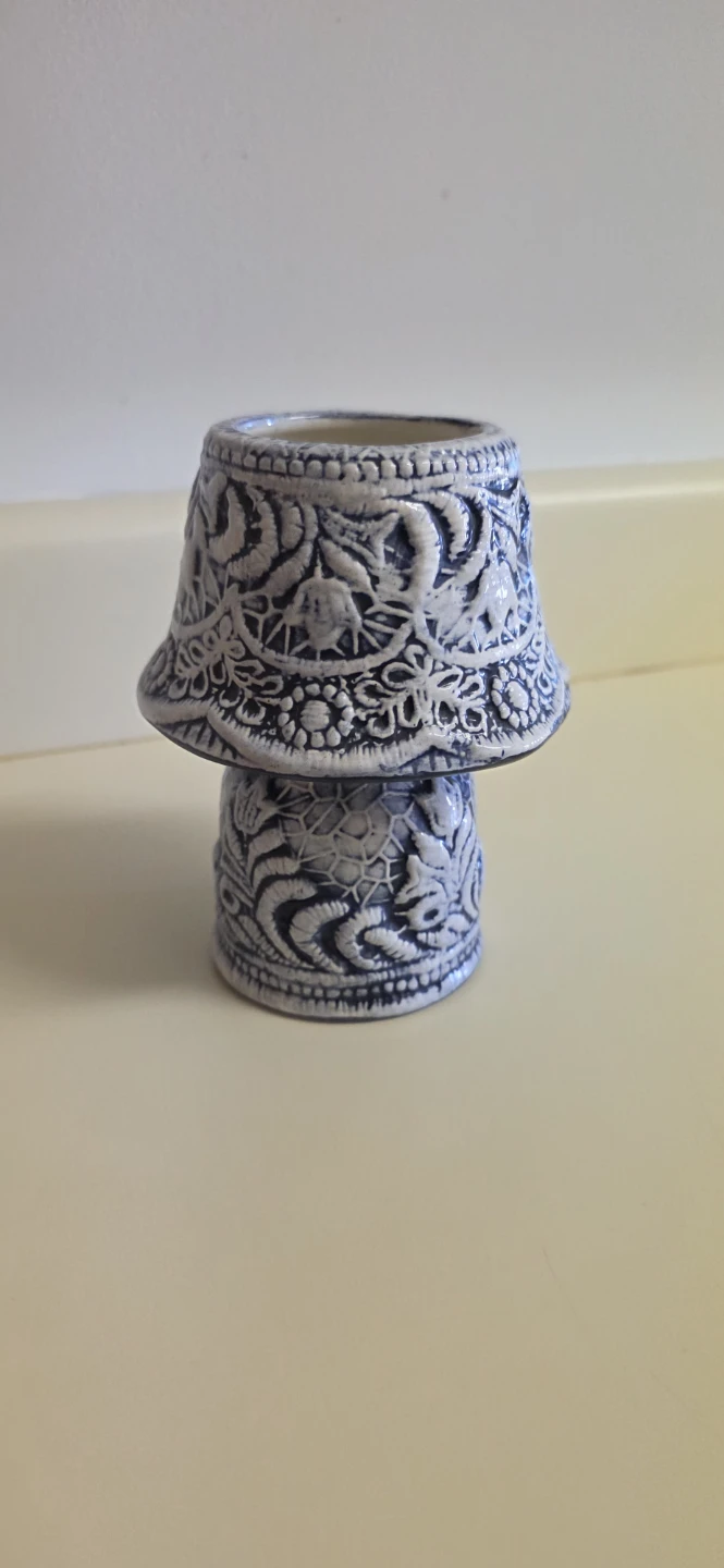 Fairy lamp Blue and White Ceramic 6 inches tall