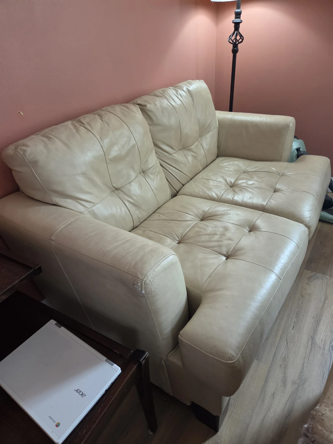 Cream Leather Sofa by Ashley - photo 4