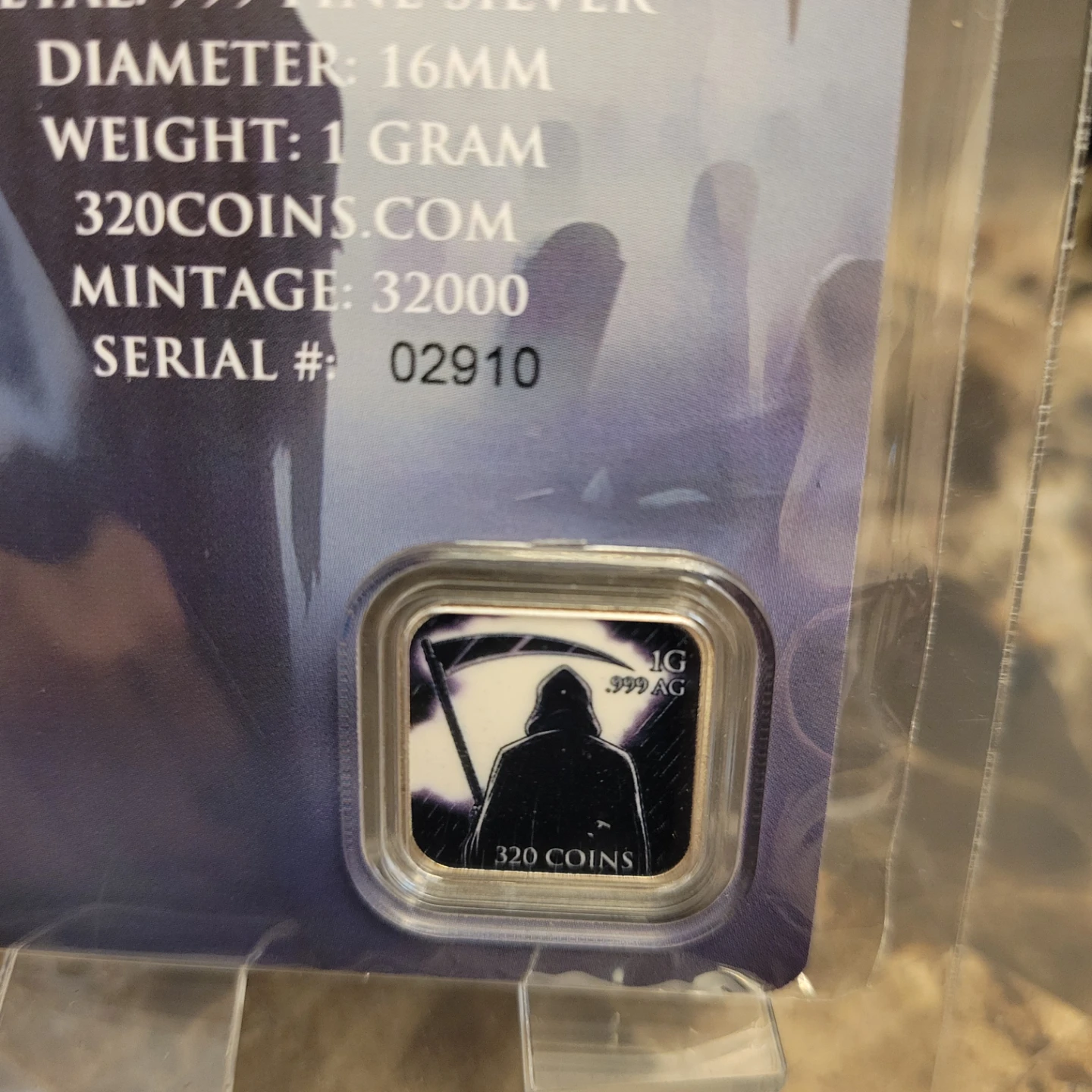 Gram Reaper 1 Gram 999 Fine Silver Coin - photo 4