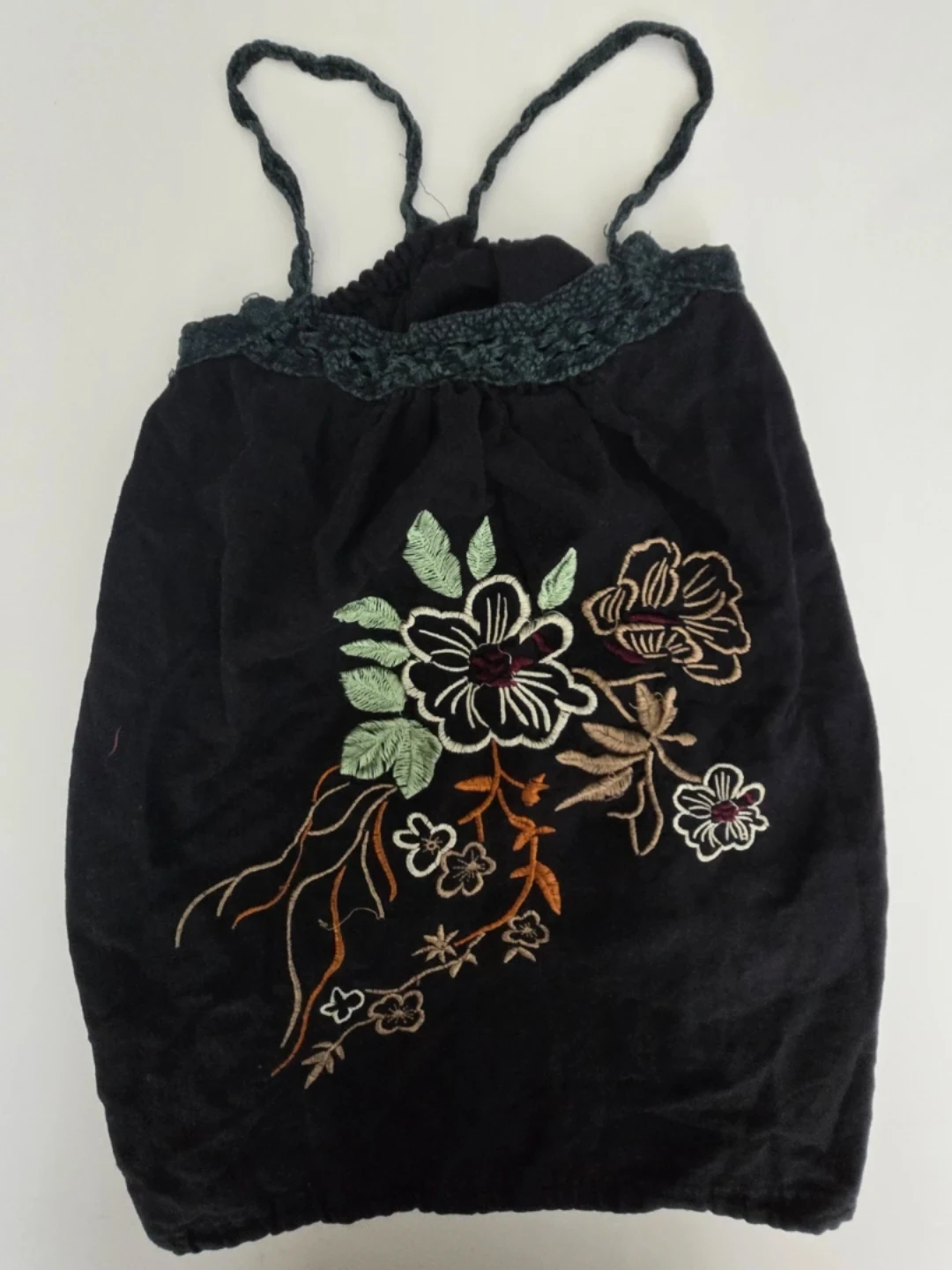 Black Embroidered Tank Top - Small