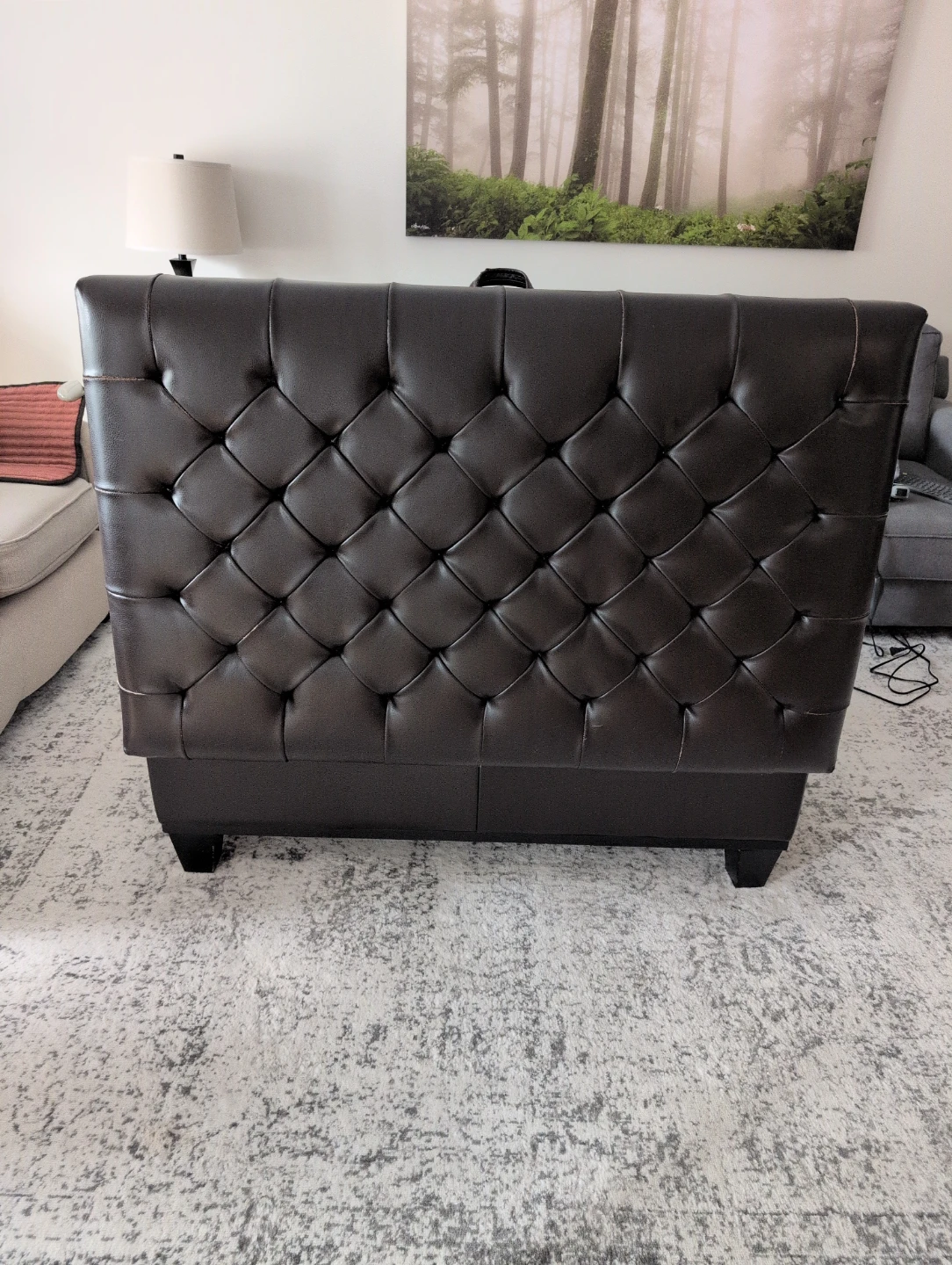 Large 46 x 28 Tufted Leather Storage Ottoman - photo 3