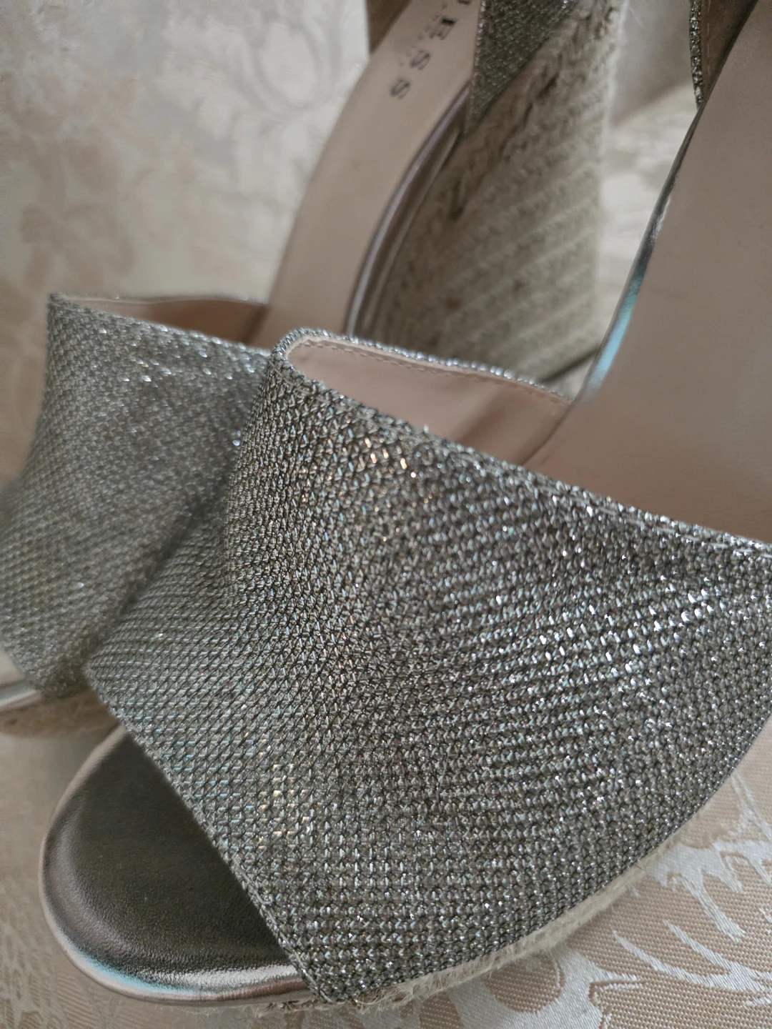 Guess Silver Glitter Wedge Espadrille Sandals - photo 3