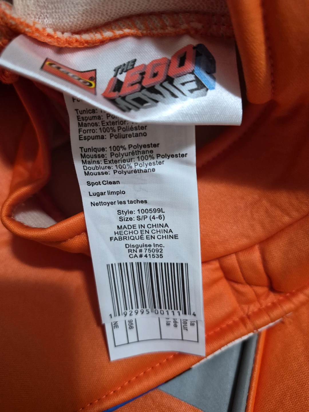 LEGO Movie Emmet Costume S/P (4-6) - photo 2
