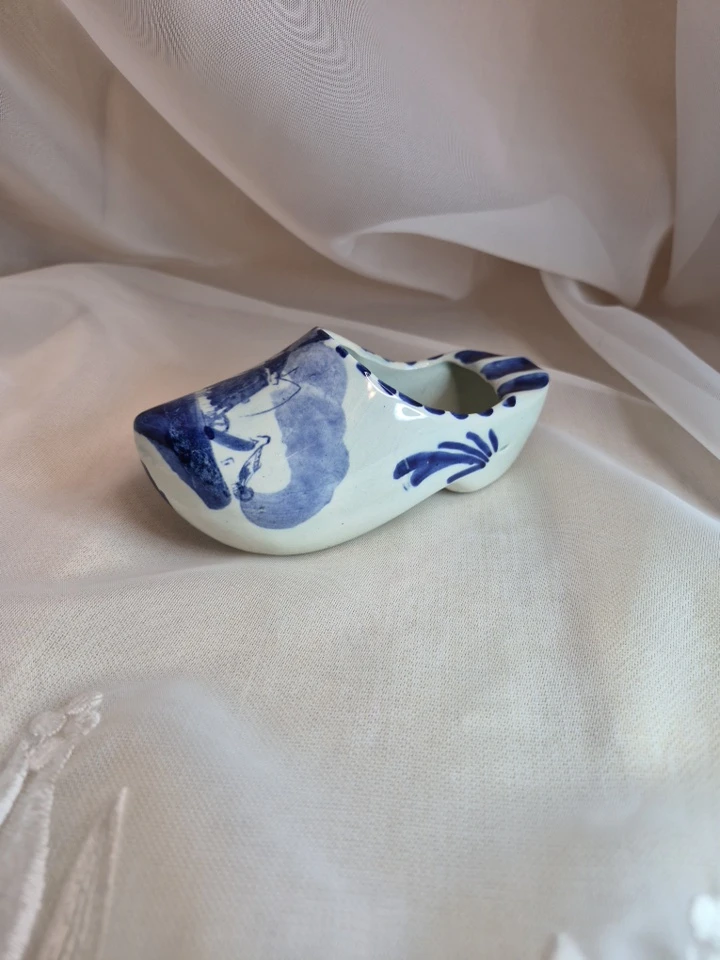 Vintage Delft Blue Dutch Ceramic Clog Shoe Ashtray