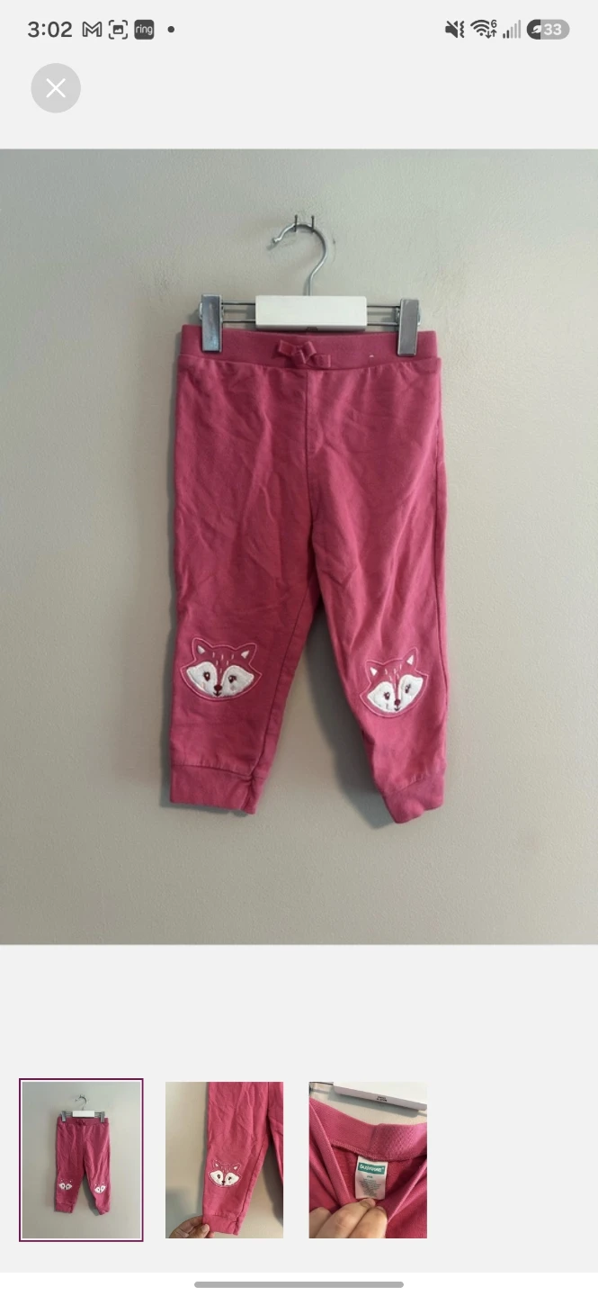 Garanimals Pink Fox Joggers Pants Toddler Size 24M
