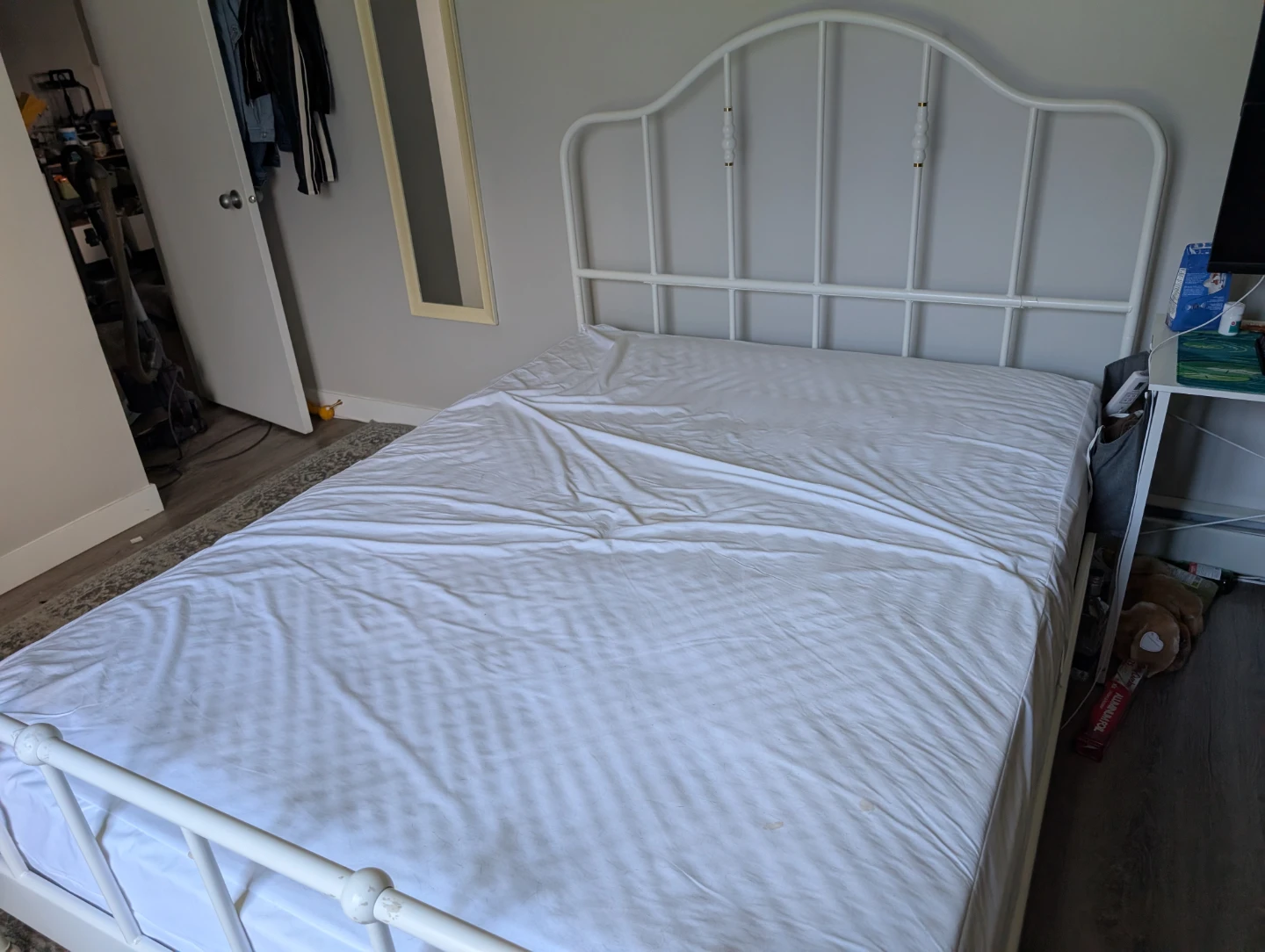 White Queen IKEA bed frame and mattress - photo 3
