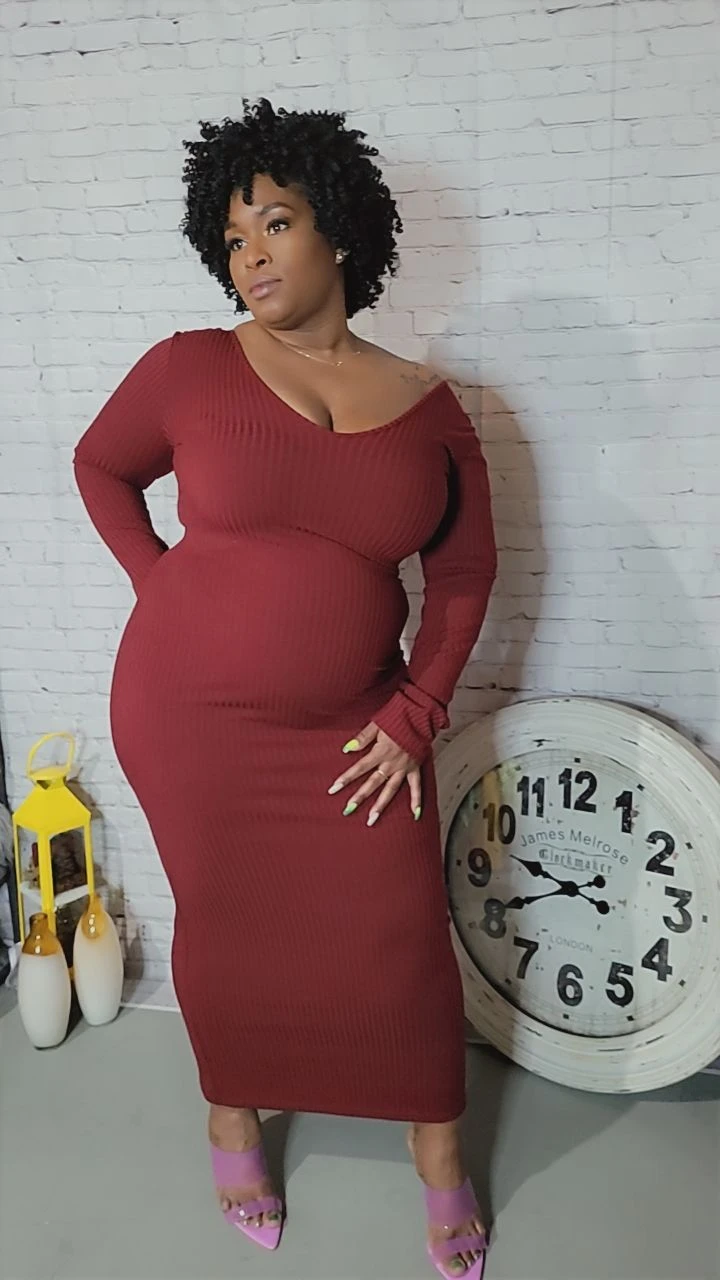 Ribbed Long Sleeve Midi Dress - photo 3