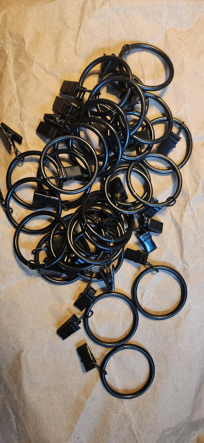 Black Curtain Rings with Clips (Set of 30)