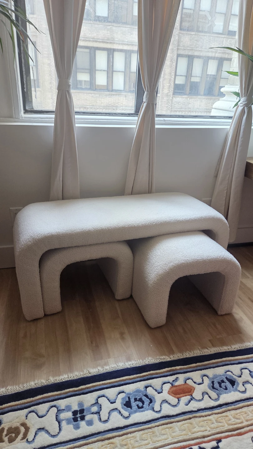 Cream Ottoman Bench Set
