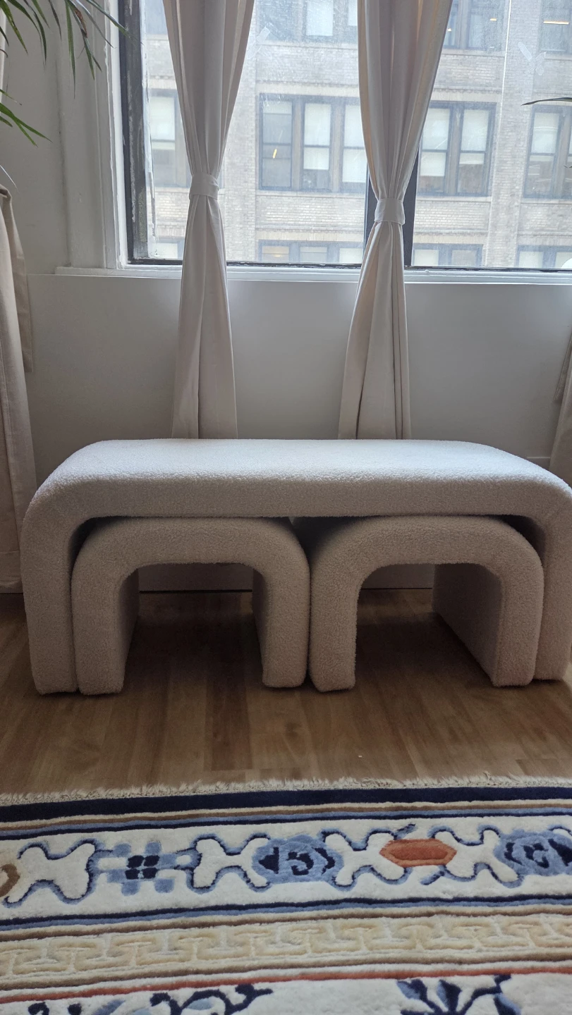 Cream Ottoman Bench Set - photo 2