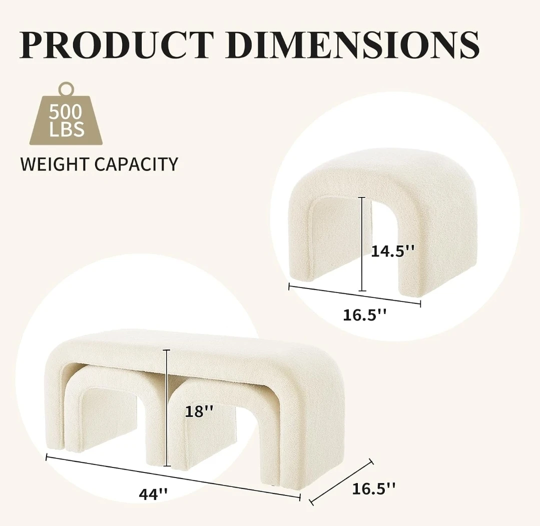 Cream Ottoman Bench Set - photo 4