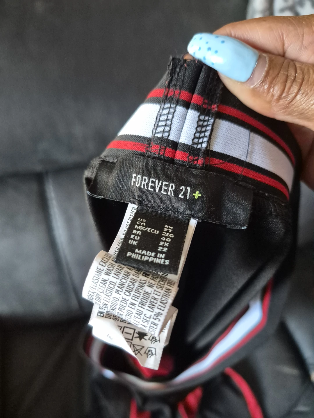 Forever 21+ Black Athletic Pants with Red Stripe
