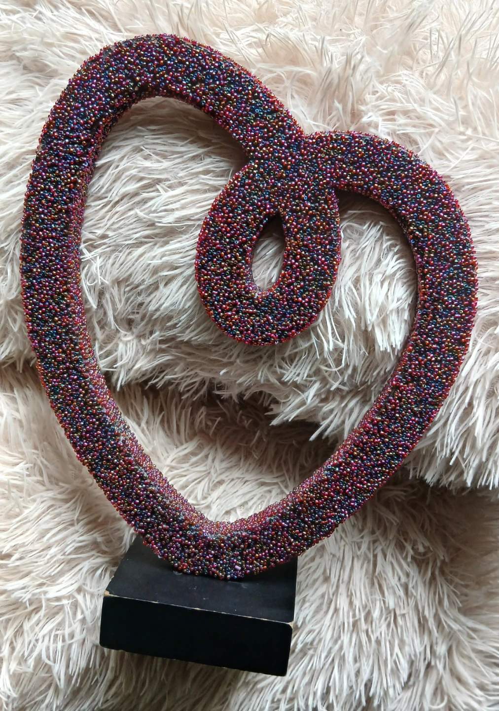 Beaded Heart Sculpture with Stand