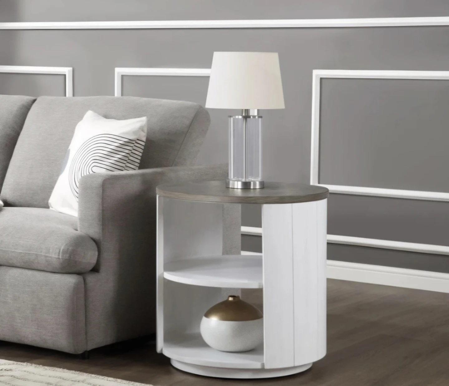 Round Side Table with Shelves
