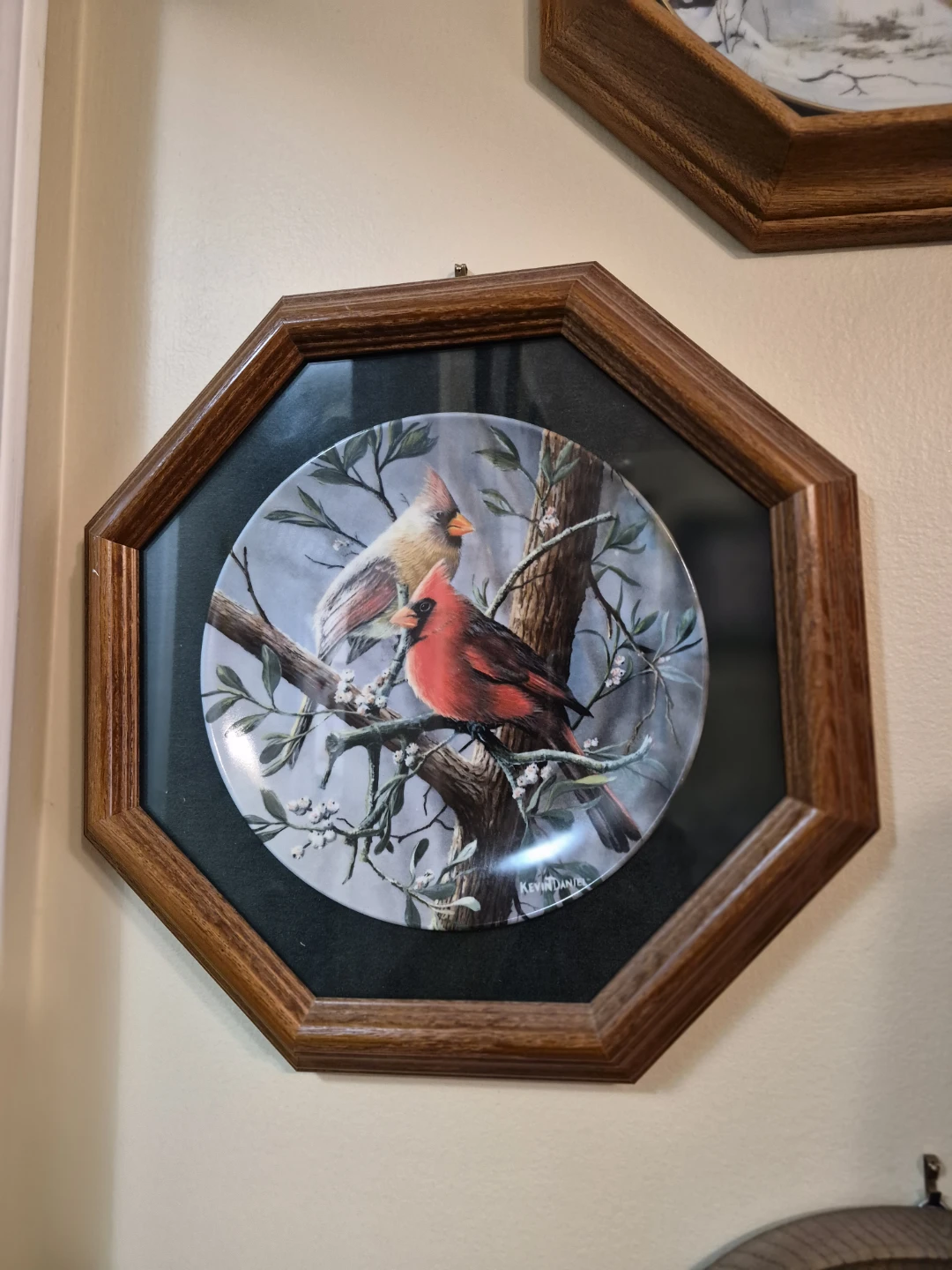 6 Wooden Framed Cardinal Collector Plates