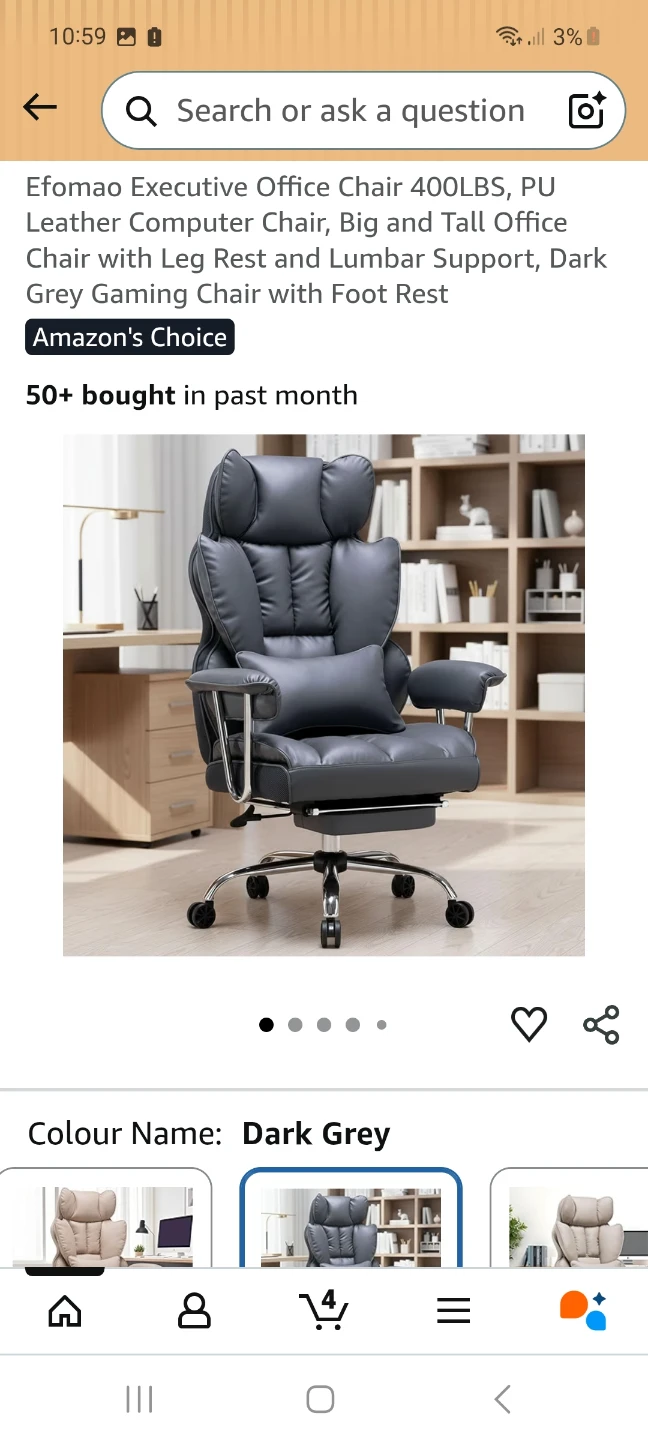 Grey Ergonomic Office Chair with Footrest - photo 2