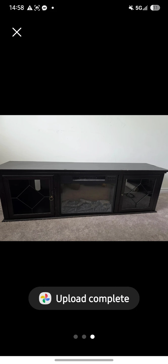 Dark Wood TV Stand with Electric Fireplace