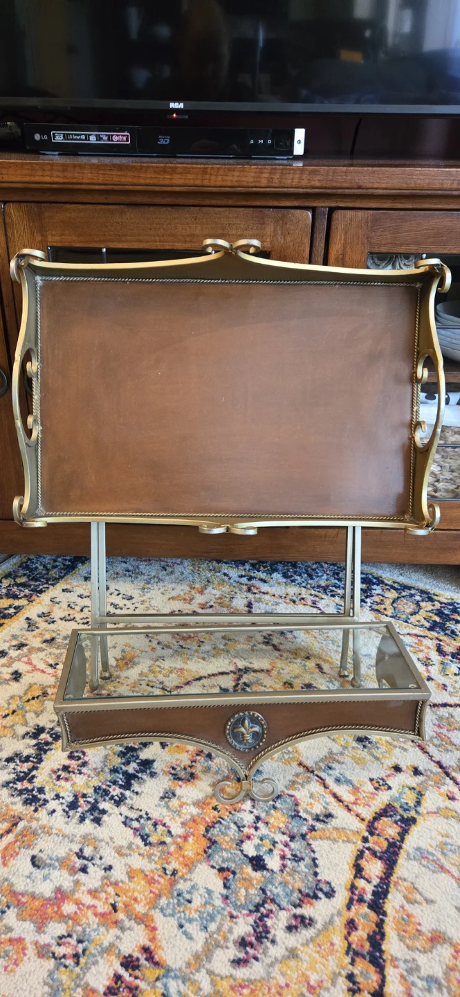 Folding Decorative Tray Table with Matching Shelf - photo 3