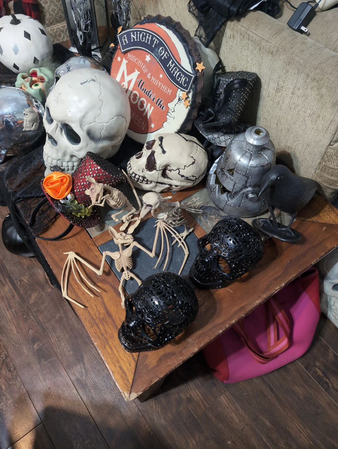 Assorted Halloween Skulls and Decorations