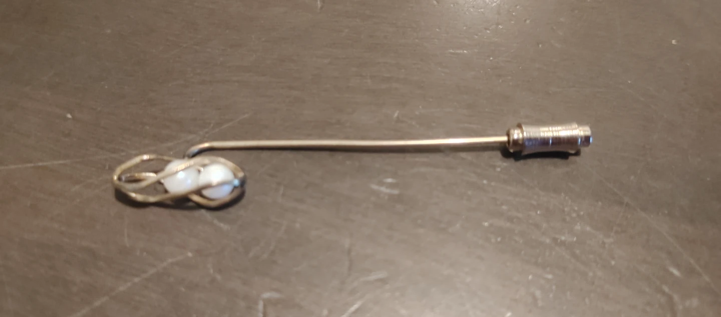 Vintage Stick Pin with White Beads