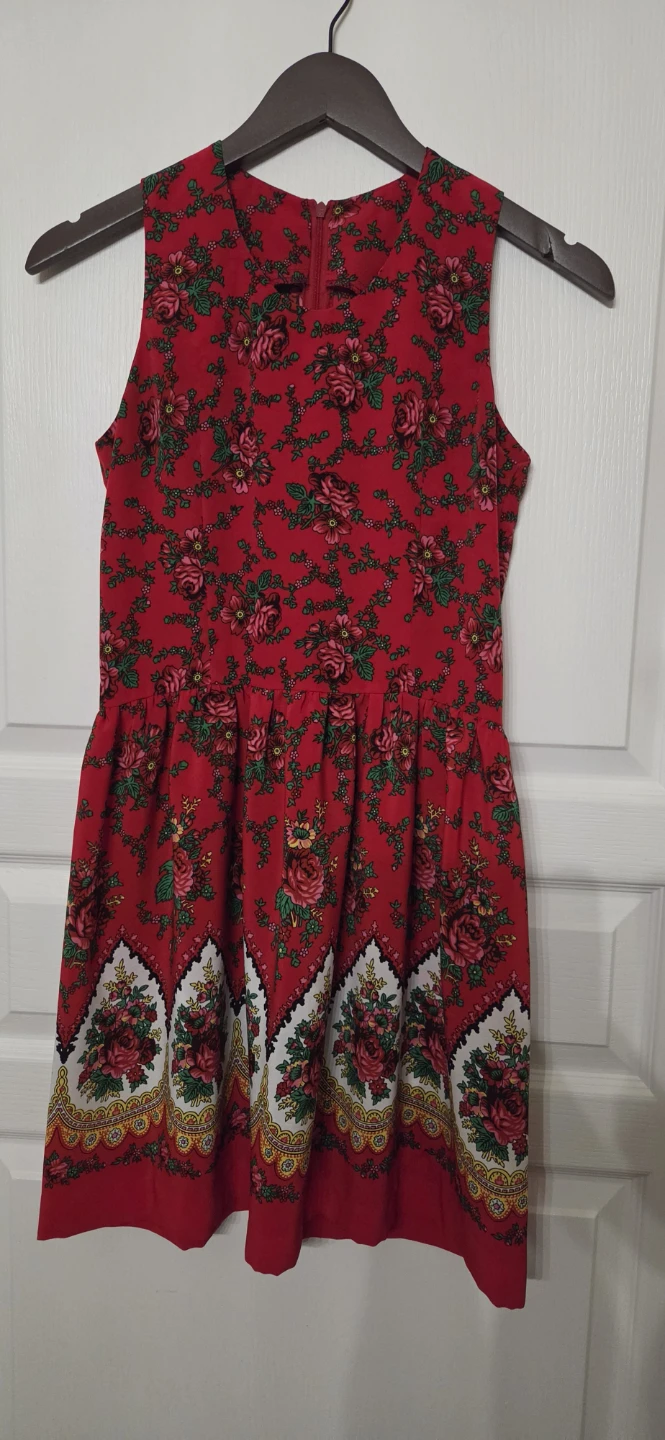 Red Floral Sleeveless Dress
