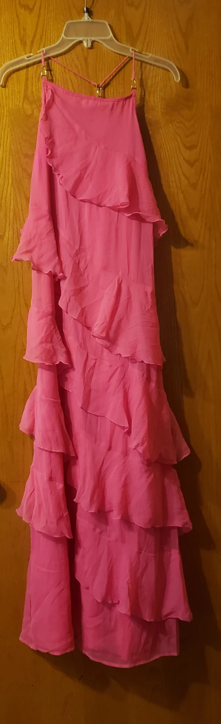 River Island Pink Ruffle Halter Dress Size 12