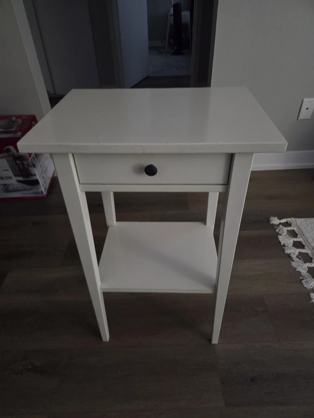 White Side Table or Nightstand with Drawer