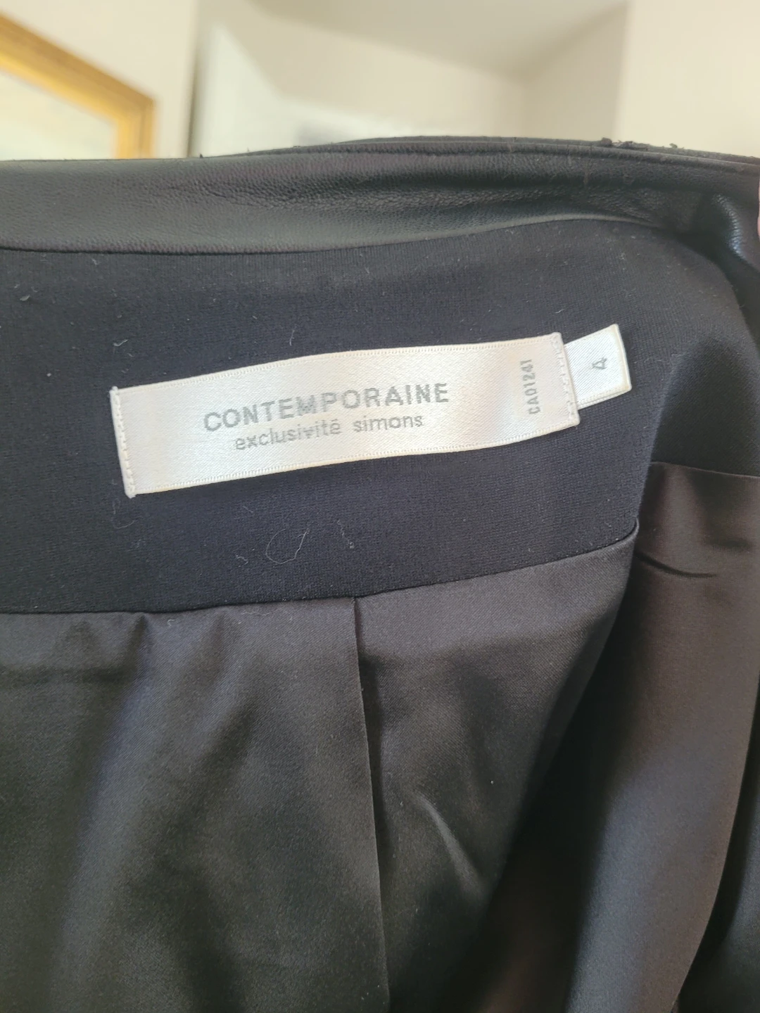 Black medium moto jacket with faux leather trim - photo 2