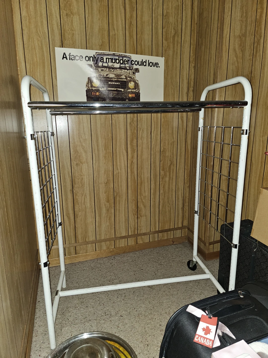 White Metal Clothing Rack with Wheels