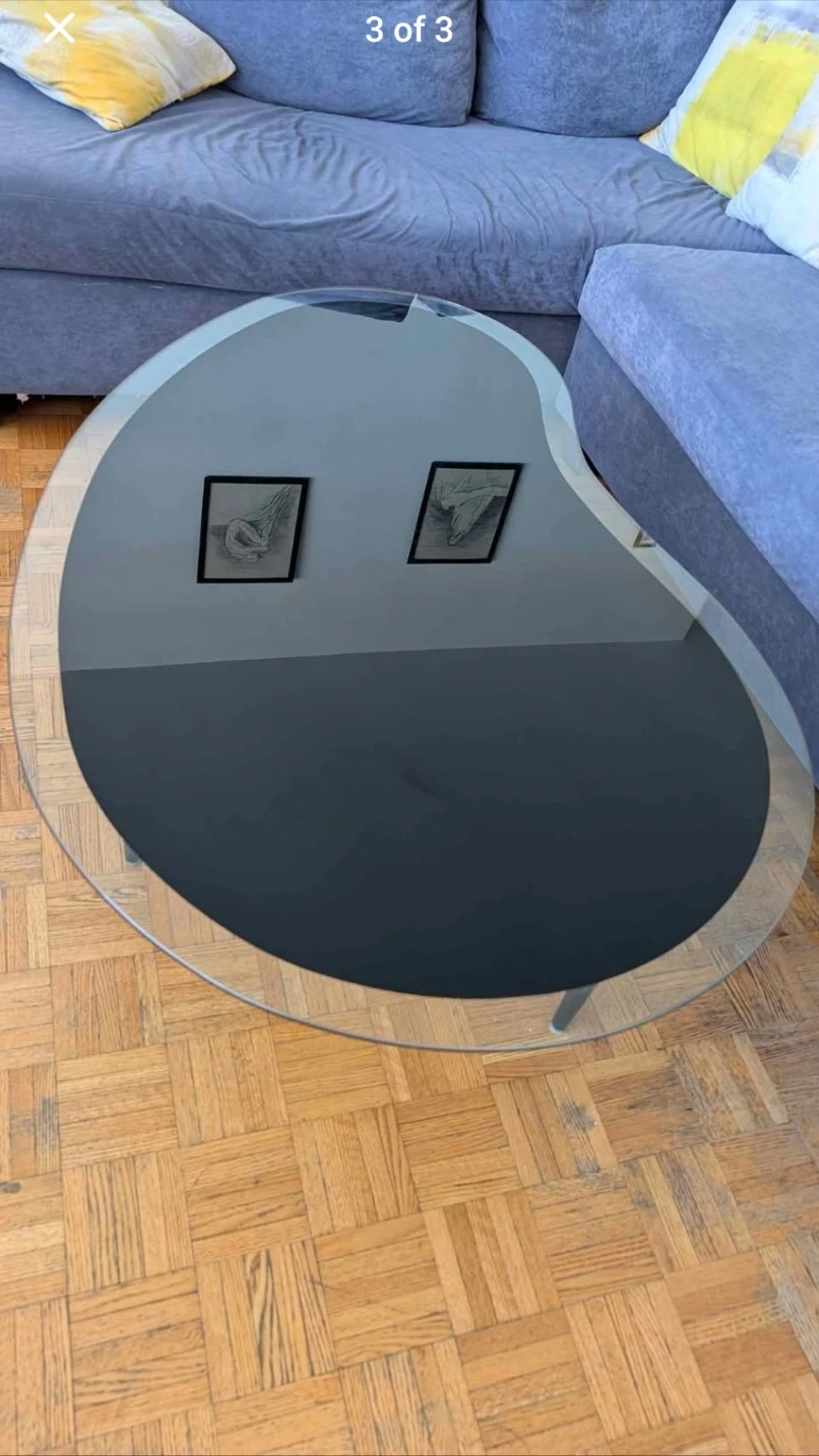 Unique Bean-Shaped Coffee Table with Glass Top - photo 3